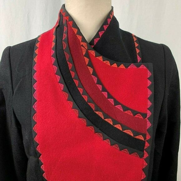 Sarmite Wearable Art Jacket Blazer S Black Red - Picture 2 of 5